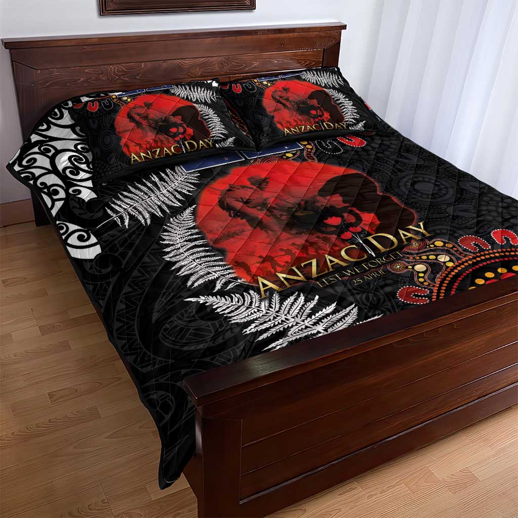 Australia and New Zealand ANZAC Day Quilt Bed Set Aboriginal and Maori Art Pattern - Gallipoli Lest We Forget
