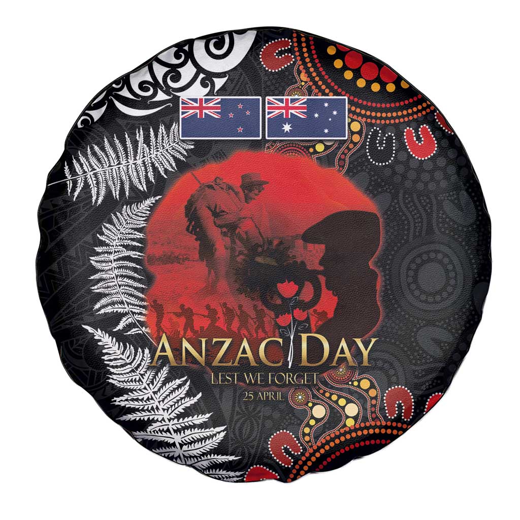 Australia and New Zealand ANZAC Day Spare Tire Cover Aboriginal and Maori Art Pattern - Gallipoli Lest We Forget