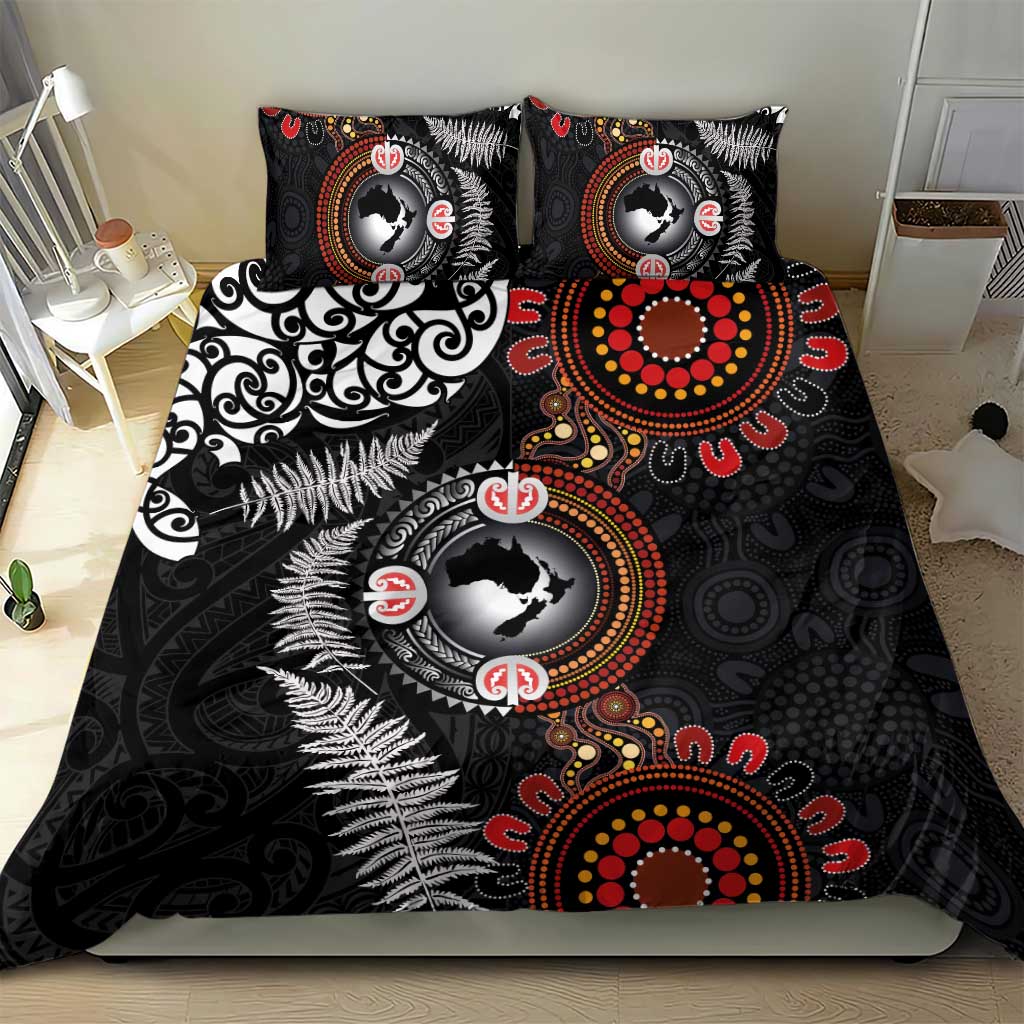 Australia and New Zealand Together Bedding Set Aboriginal and Maori Art Tattoo