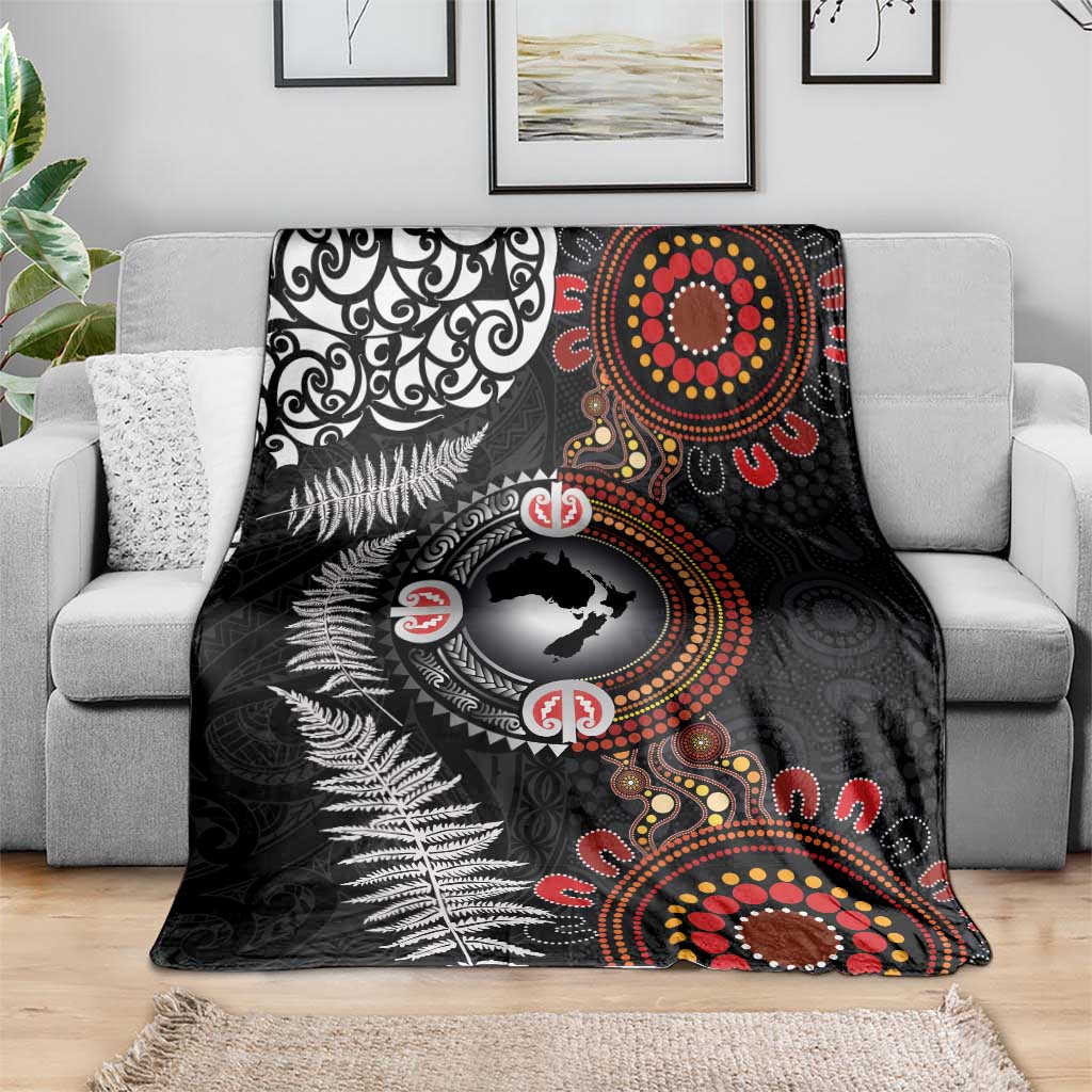 Australia and New Zealand Together Blanket Aboriginal and Maori Art Tattoo