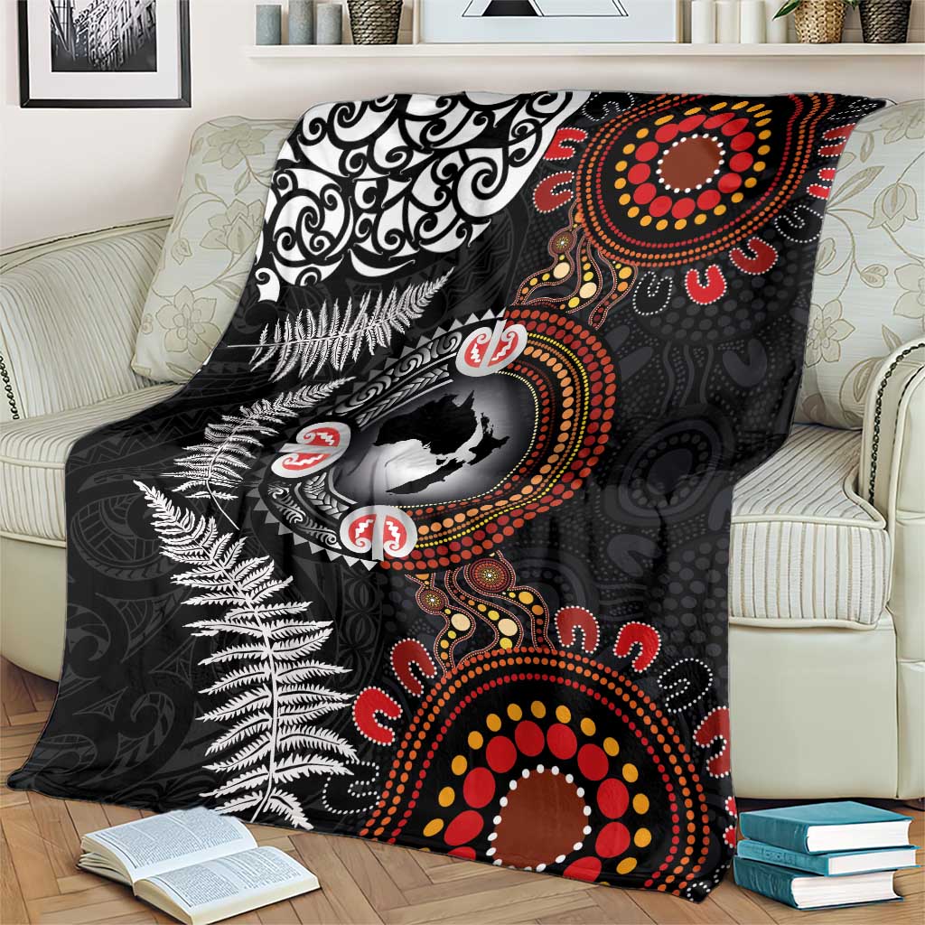 Australia and New Zealand Together Blanket Aboriginal and Maori Art Tattoo