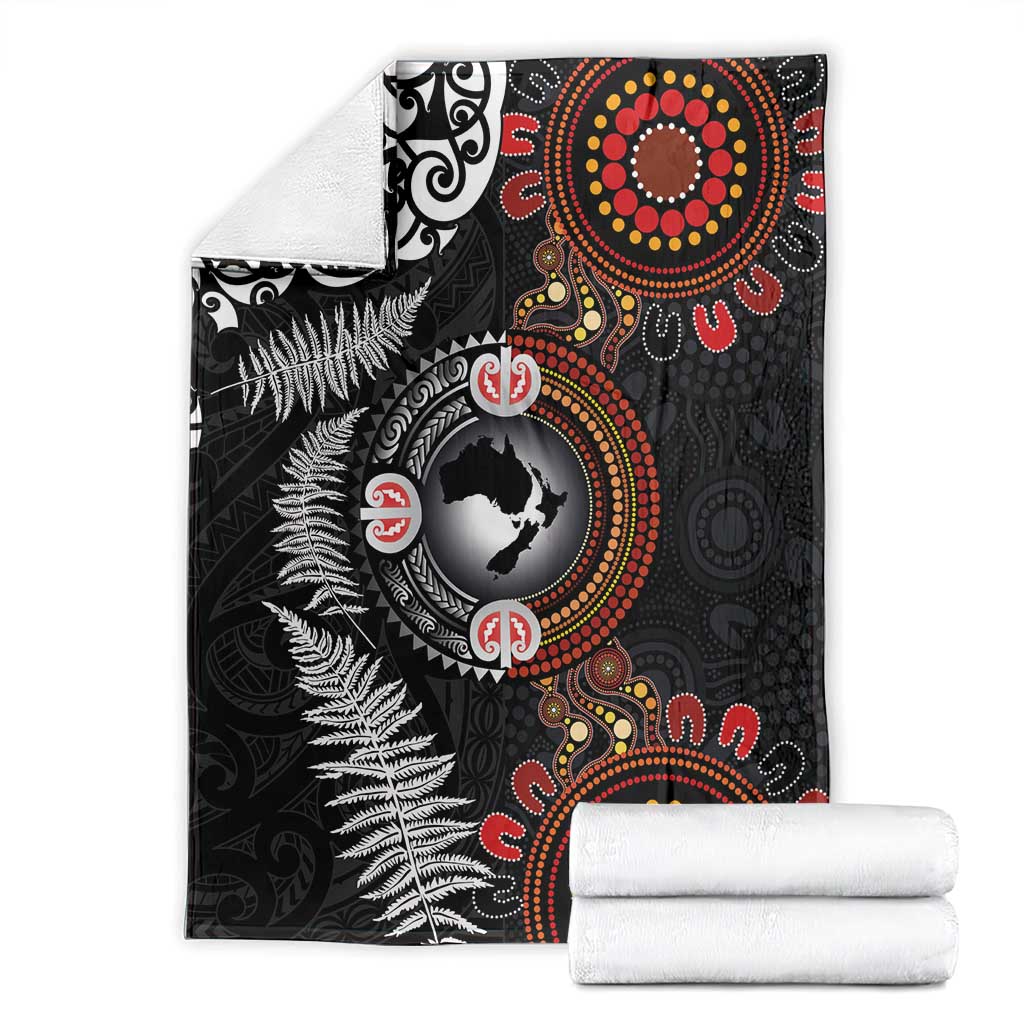 Australia and New Zealand Together Blanket Aboriginal and Maori Art Tattoo