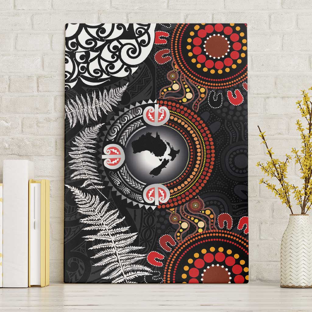 Australia and New Zealand Together Canvas Wall Art Aboriginal and Maori Art Tattoo LT03 Without Frame Black - Polynesian Pride