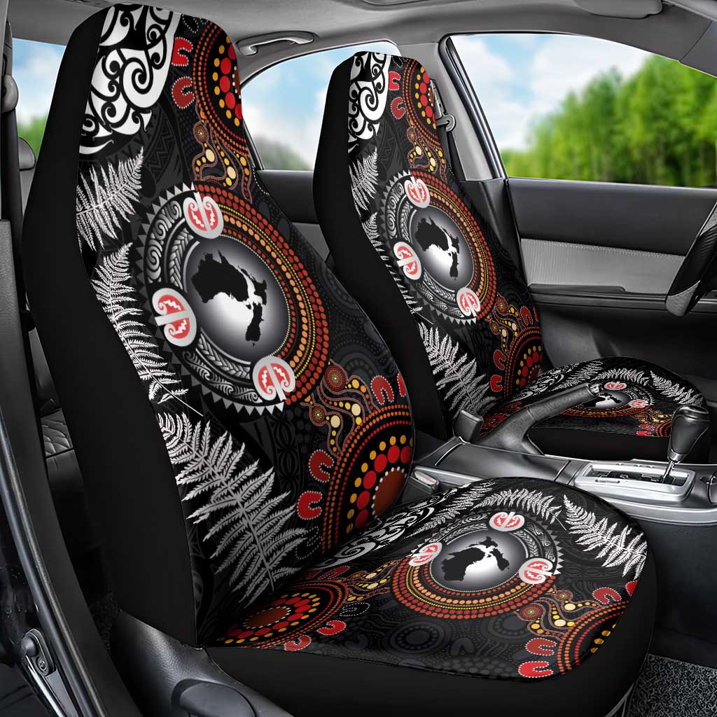 Australia and New Zealand Together Car Seat Cover Aboriginal and Maori Art Tattoo