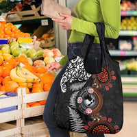 Australia and New Zealand Together Grocery Bag Aboriginal and Maori Art Tattoo