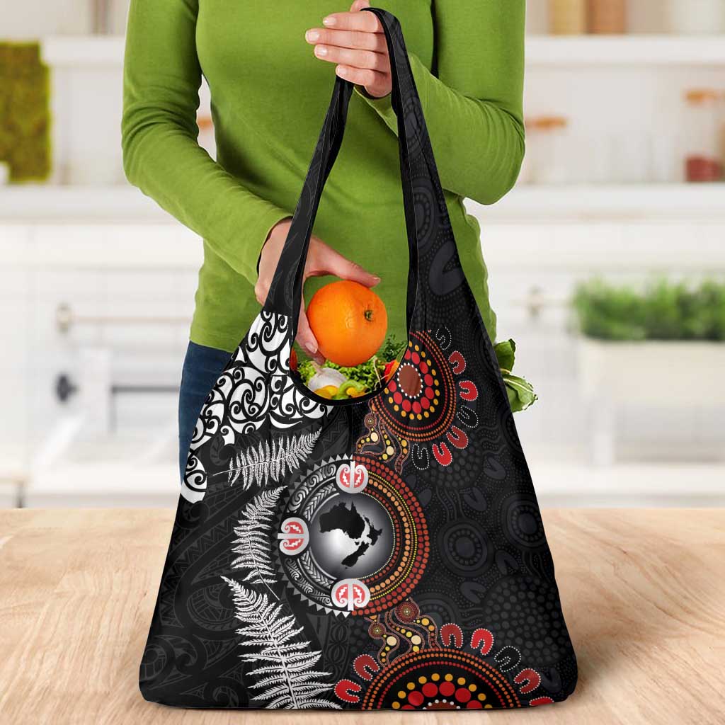 Australia and New Zealand Together Grocery Bag Aboriginal and Maori Art Tattoo