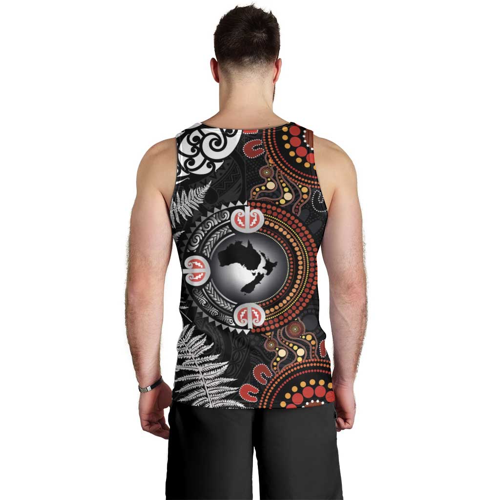 Australia and New Zealand Together Men Tank Top Aboriginal and Maori Art Tattoo