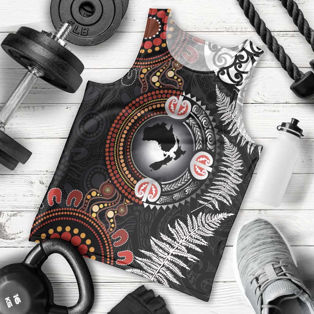 Australia and New Zealand Together Men Tank Top Aboriginal and Maori Art Tattoo