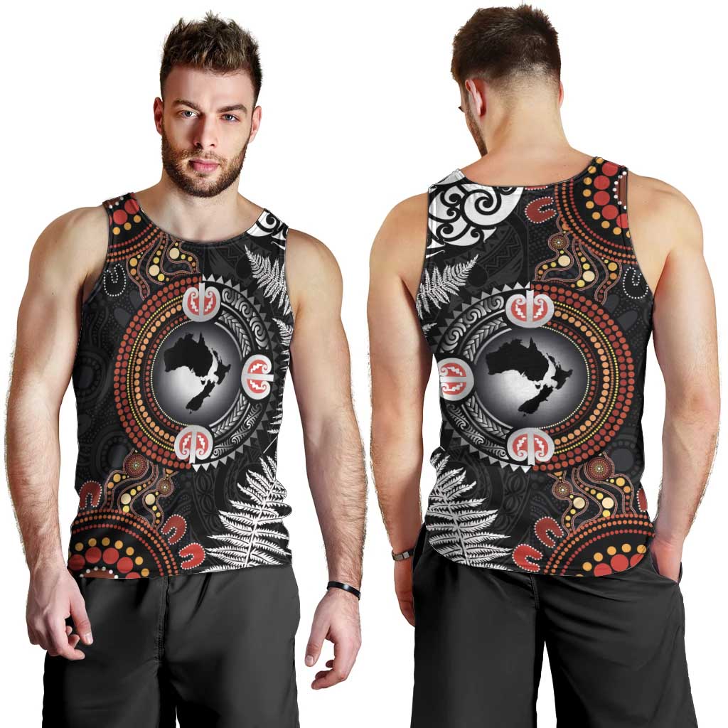 Australia and New Zealand Together Men Tank Top Aboriginal and Maori Art Tattoo