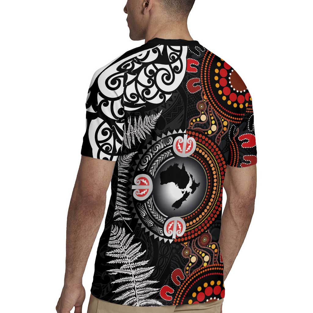 Australia and New Zealand Together Rugby Jersey Aboriginal and Maori Art Tattoo