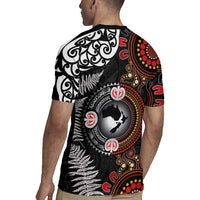 Australia and New Zealand Together Rugby Jersey Aboriginal and Maori Art Tattoo