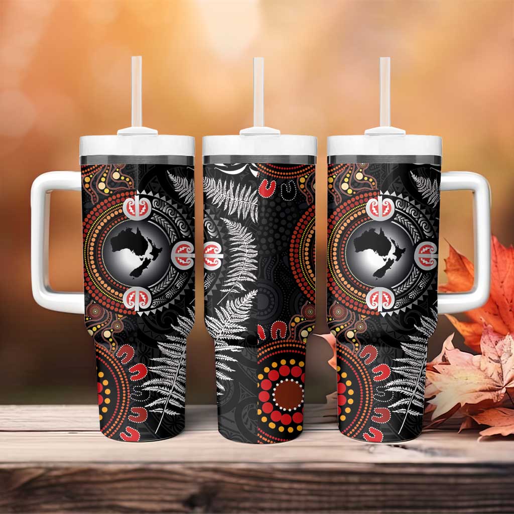 Australia and New Zealand Together Tumbler With Handle Aboriginal and Maori Art Tattoo