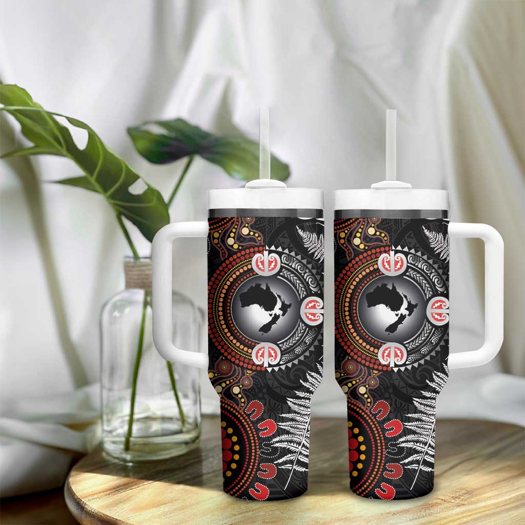 Australia and New Zealand Together Tumbler With Handle Aboriginal and Maori Art Tattoo