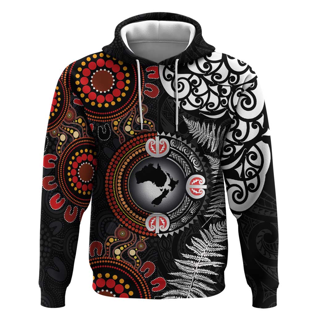Australia and New Zealand Together Zip Hoodie Aboriginal and Maori Art Tattoo