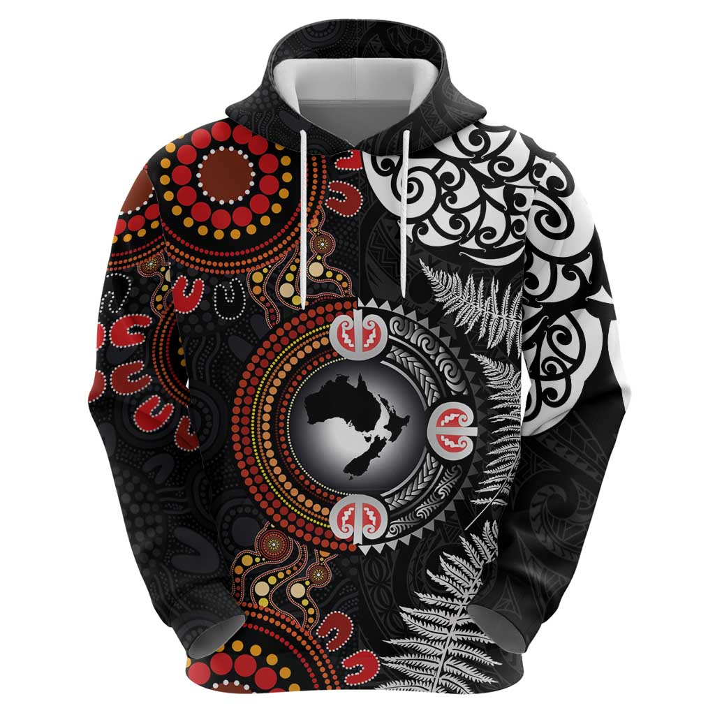 Australia and New Zealand Together Zip Hoodie Aboriginal and Maori Art Tattoo