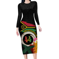 Vanuatu Selebretem 44th Indipendens Dei Family Matching Long Sleeve Bodycon Dress and Hawaiian Shirt Sand Drawing Turtle Melanesian Vibes