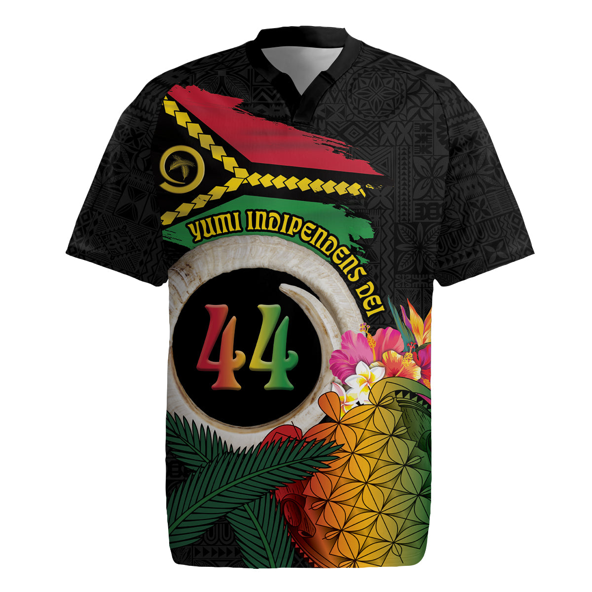 Vanuatu Selebretem 44th Indipendens Dei Rugby Jersey Sand Drawing Turtle Melanesian Vibes
