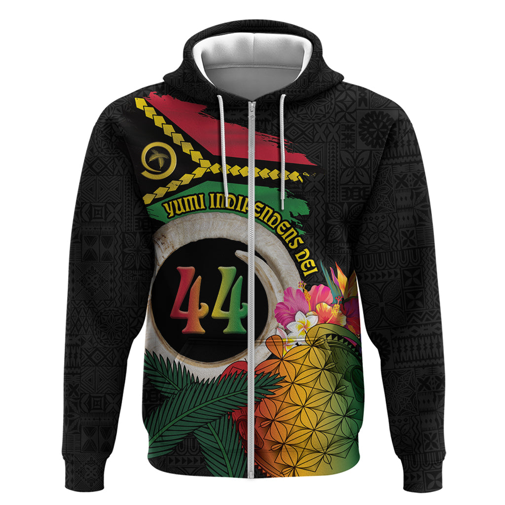 Vanuatu Selebretem 44th Indipendens Dei Zip Hoodie Sand Drawing Turtle Melanesian Vibes