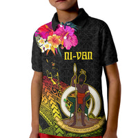 Vanuatu Ni-Van Kid Polo Shirt Coat of Arms Sand Drawing