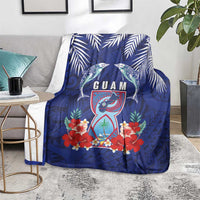 Guam Liberation Day Blanket The Tribal Latte Stone and Dolphins with Hibiscus Chamorro Culture