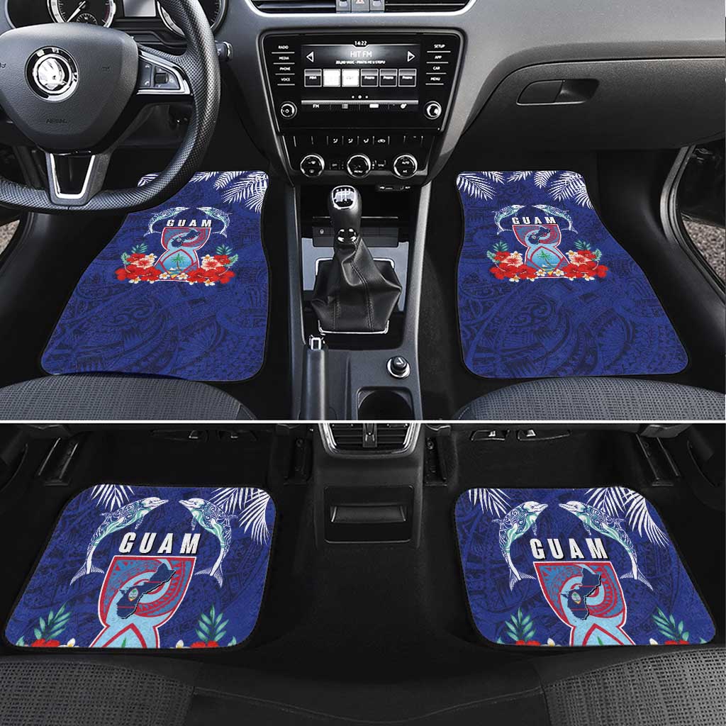 Guam Liberation Day Car Mats The Tribal Latte Stone and Dolphins with Hibiscus Chamorro Culture