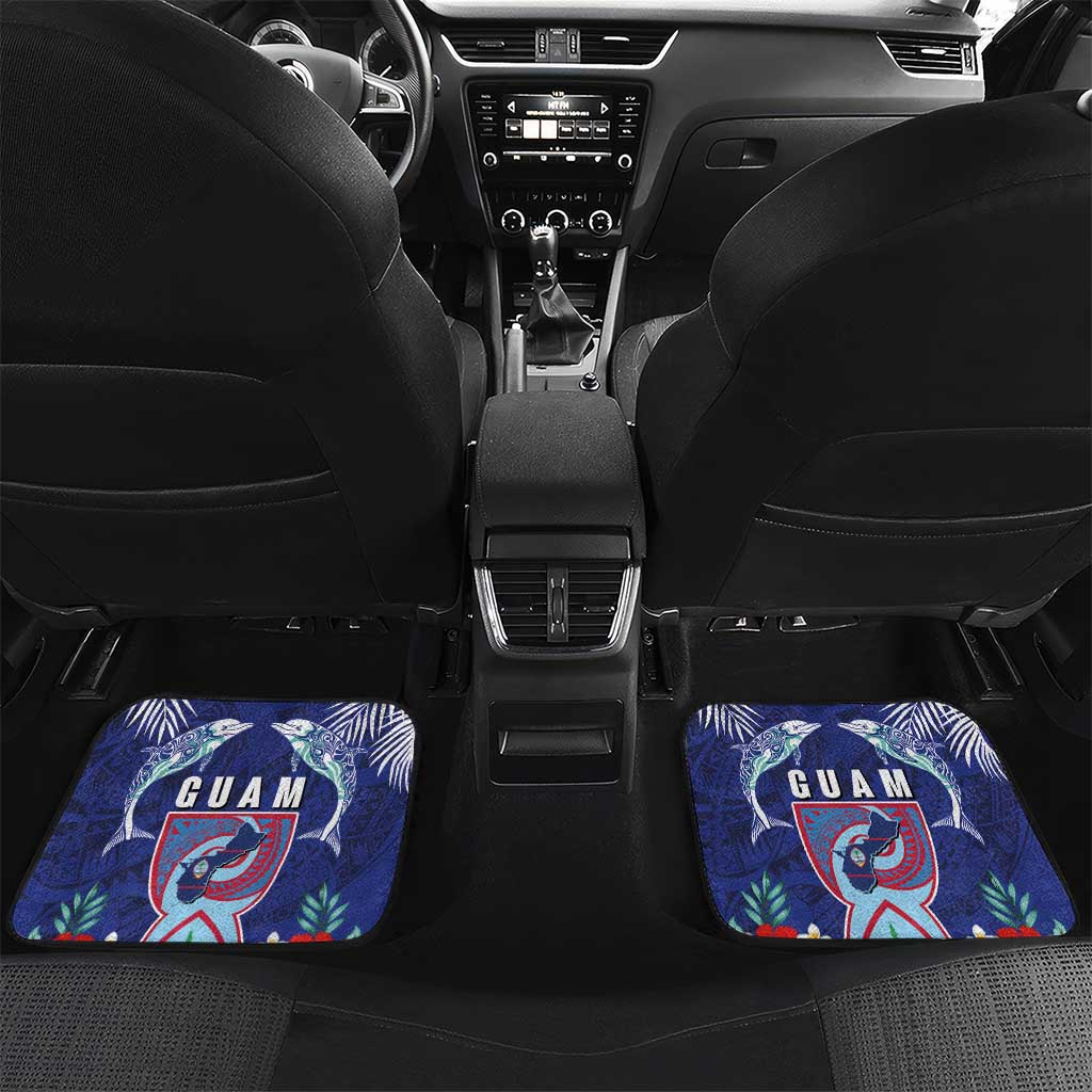 Guam Liberation Day Car Mats The Tribal Latte Stone and Dolphins with Hibiscus Chamorro Culture
