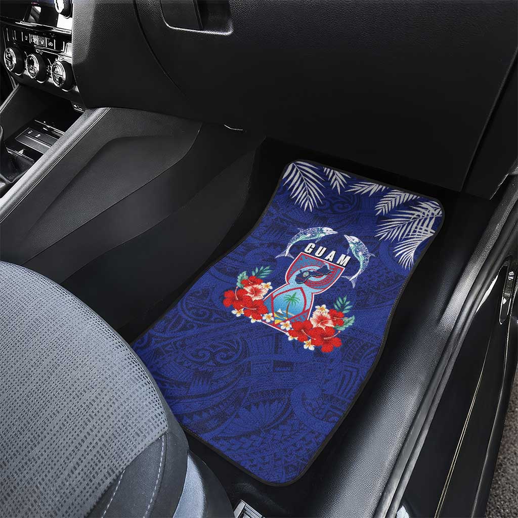 Guam Liberation Day Car Mats The Tribal Latte Stone and Dolphins with Hibiscus Chamorro Culture