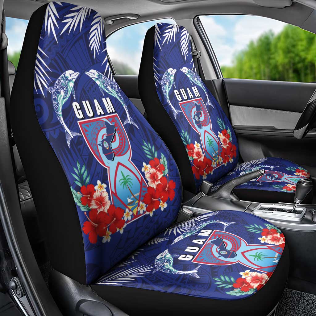 Guam Liberation Day Car Seat Cover The Tribal Latte Stone and Dolphins with Hibiscus Chamorro Culture