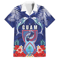 Guam Liberation Day Family Matching Long Sleeve Bodycon Dress and Hawaiian Shirt The Tribal Latte Stone and Dolphins with Hibiscus Chamorro Culture