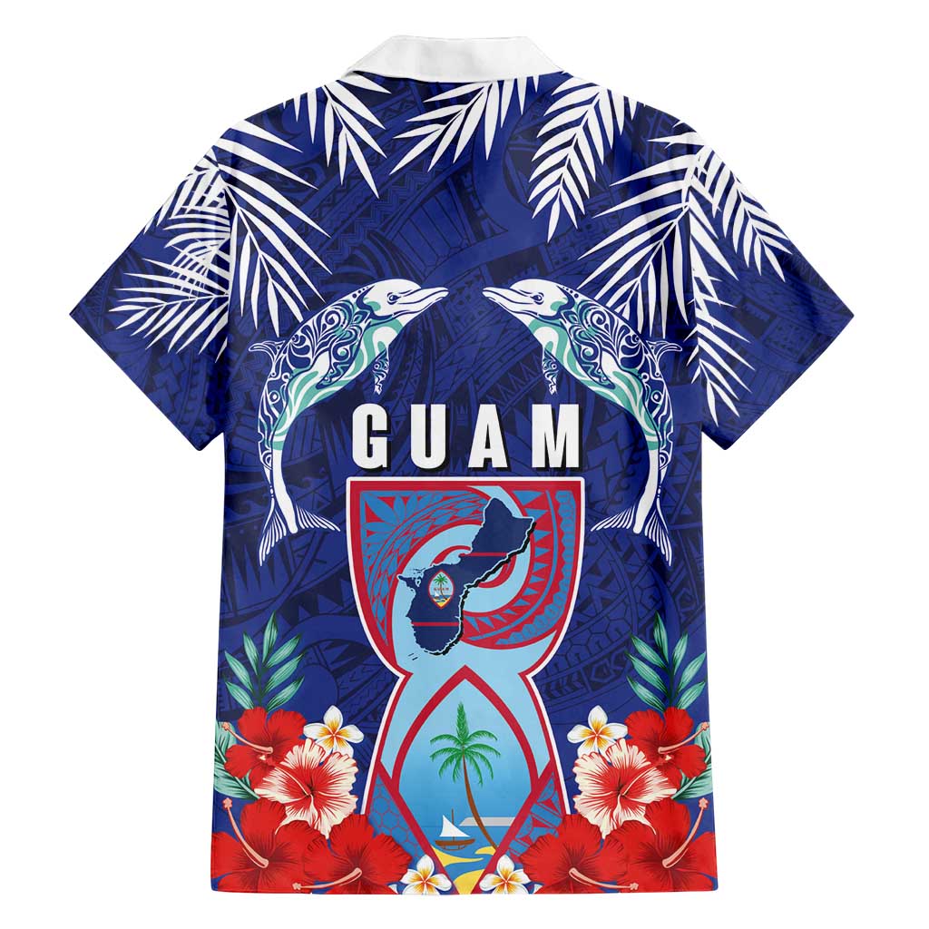 Guam Liberation Day Family Matching Puletasi and Hawaiian Shirt The Tribal Latte Stone and Dolphins with Hibiscus Chamorro Culture