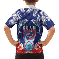 Guam Liberation Day Hawaiian Shirt The Tribal Latte Stone and Dolphins with Hibiscus Chamorro Culture