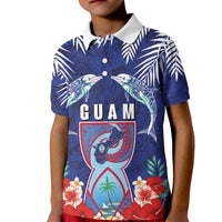 Guam Liberation Day Kid Polo Shirt The Tribal Latte Stone and Dolphins with Hibiscus Chamorro Culture