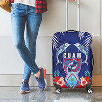 Guam Liberation Day Luggage Cover The Tribal Latte Stone and Dolphins with Hibiscus Chamorro Culture