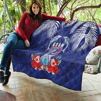 Guam Liberation Day Quilt The Tribal Latte Stone and Dolphins with Hibiscus Chamorro Culture