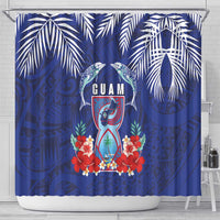 Guam Liberation Day Shower Curtain The Tribal Latte Stone and Dolphins with Hibiscus Chamorro Culture