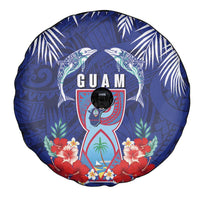 Guam Liberation Day Spare Tire Cover The Tribal Latte Stone and Dolphins with Hibiscus Chamorro Culture