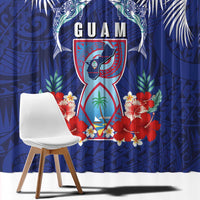 Guam Liberation Day Window Curtain The Tribal Latte Stone and Dolphins with Hibiscus Chamorro Culture