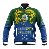 Solomon Islands Baseball Jacket The Guardians-Tribal Crocodile and Shark Melanesian Tattoo