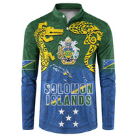 Solomon Islands Button Sweatshirt The Guardians-Tribal Crocodile and Shark Melanesian Tattoo LT03 Green - Polynesian Pride