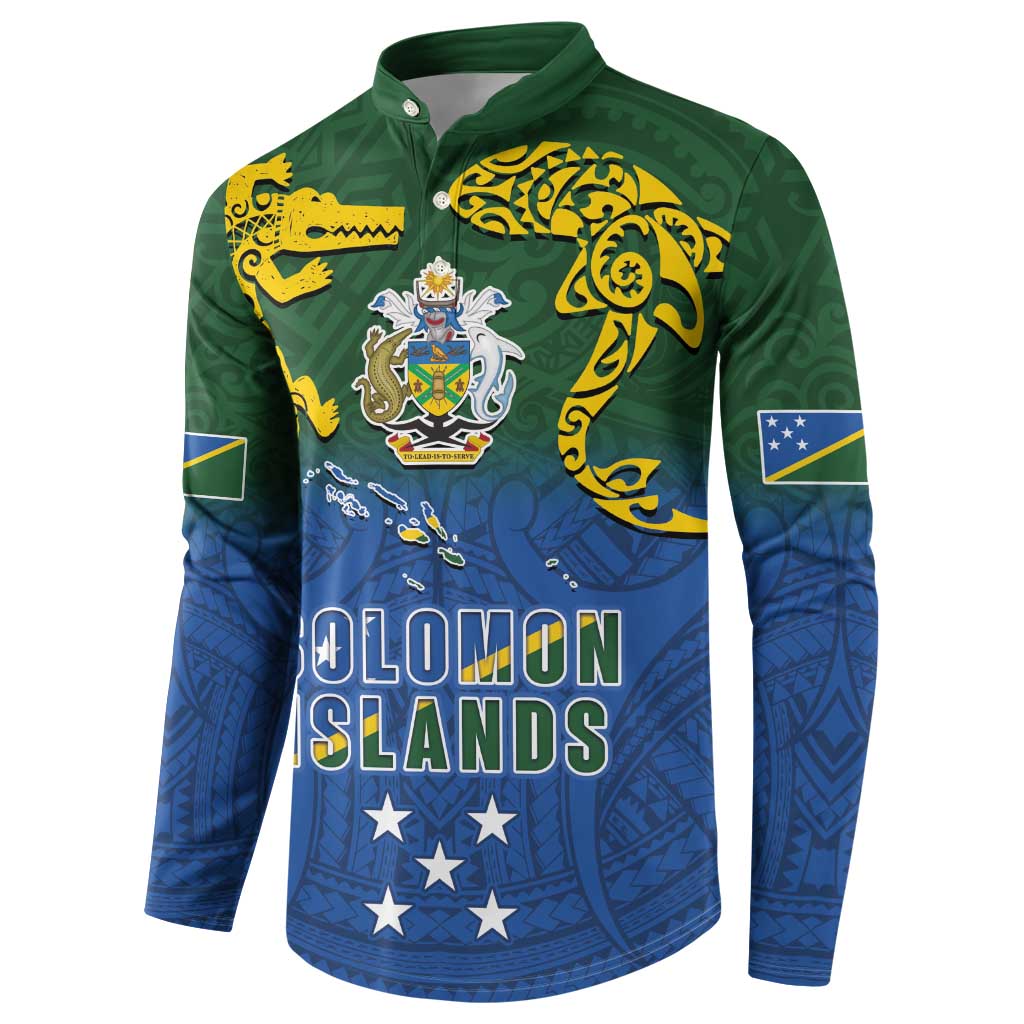 Solomon Islands Button Sweatshirt The Guardians-Tribal Crocodile and Shark Melanesian Tattoo LT03 - Polynesian Pride