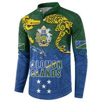 Solomon Islands Button Sweatshirt The Guardians-Tribal Crocodile and Shark Melanesian Tattoo LT03 - Polynesian Pride