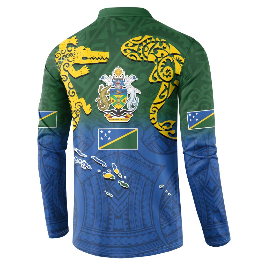 Solomon Islands Button Sweatshirt The Guardians-Tribal Crocodile and Shark Melanesian Tattoo LT03 - Polynesian Pride
