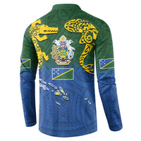Solomon Islands Button Sweatshirt The Guardians-Tribal Crocodile and Shark Melanesian Tattoo LT03 - Polynesian Pride