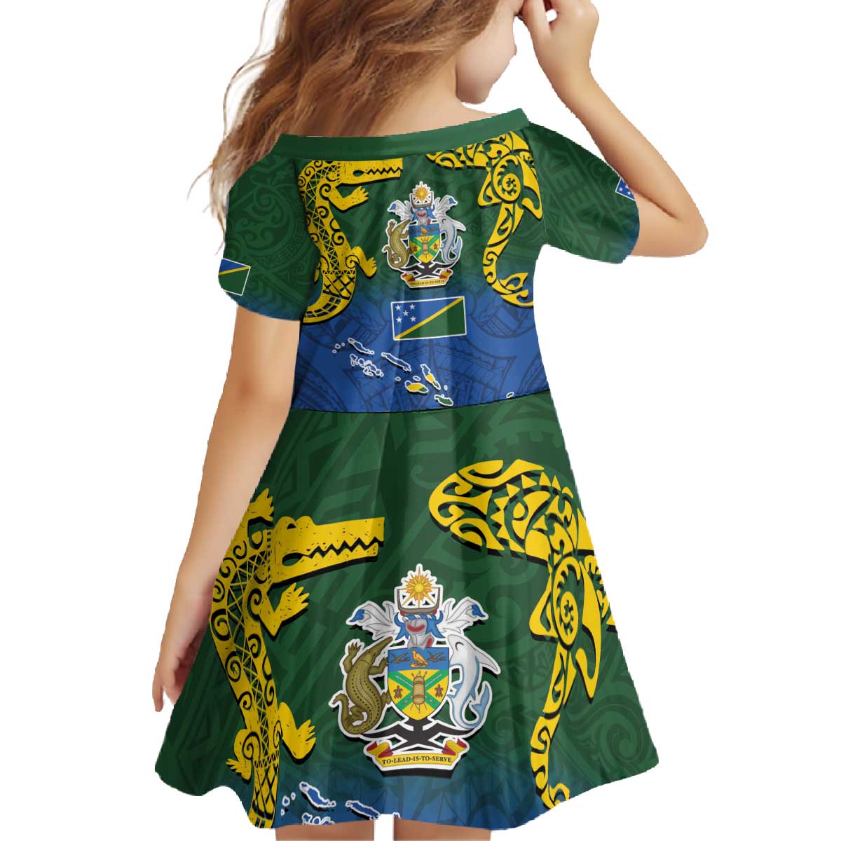 Solomon Islands Family Matching Off The Shoulder Long Sleeve Dress and Hawaiian Shirt The Guardians-Tribal Crocodile and Shark Melanesian Tattoo