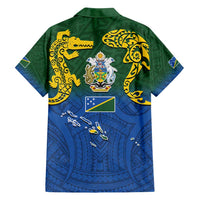 Solomon Islands Family Matching Off Shoulder Short Dress and Hawaiian Shirt The Guardians-Tribal Crocodile and Shark Melanesian Tattoo