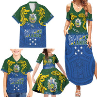 Solomon Islands Family Matching Summer Maxi Dress and Hawaiian Shirt The Guardians-Tribal Crocodile and Shark Melanesian Tattoo