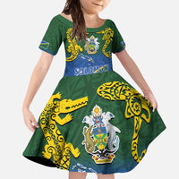 Solomon Islands Family Matching Tank Maxi Dress and Hawaiian Shirt The Guardians-Tribal Crocodile and Shark Melanesian Tattoo
