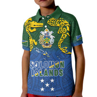Solomon Islands Kid Polo Shirt The Guardians-Tribal Crocodile and Shark Melanesian Tattoo