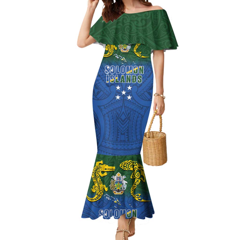 Solomon Islands Mermaid Dress The Guardians-Tribal Crocodile and Shark Melanesian Tattoo