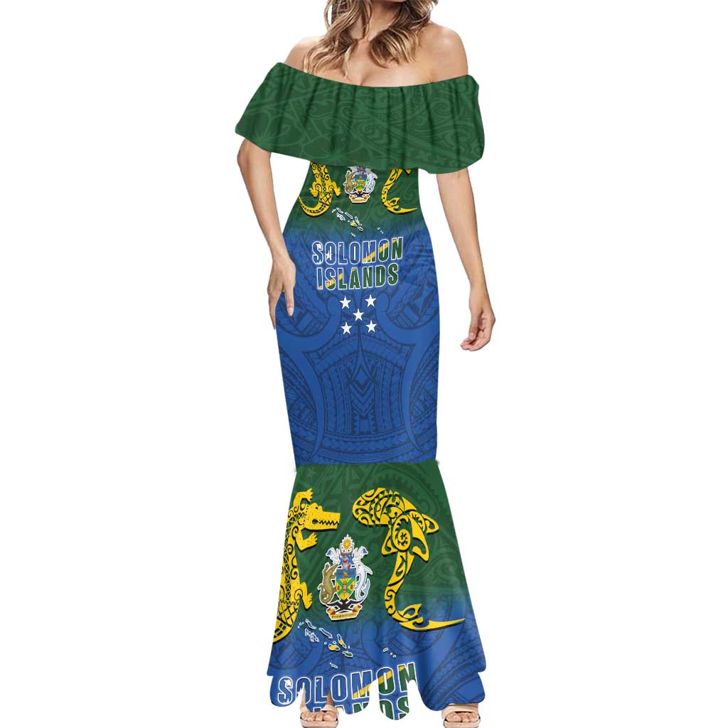 Solomon Islands Mermaid Dress The Guardians-Tribal Crocodile and Shark Melanesian Tattoo
